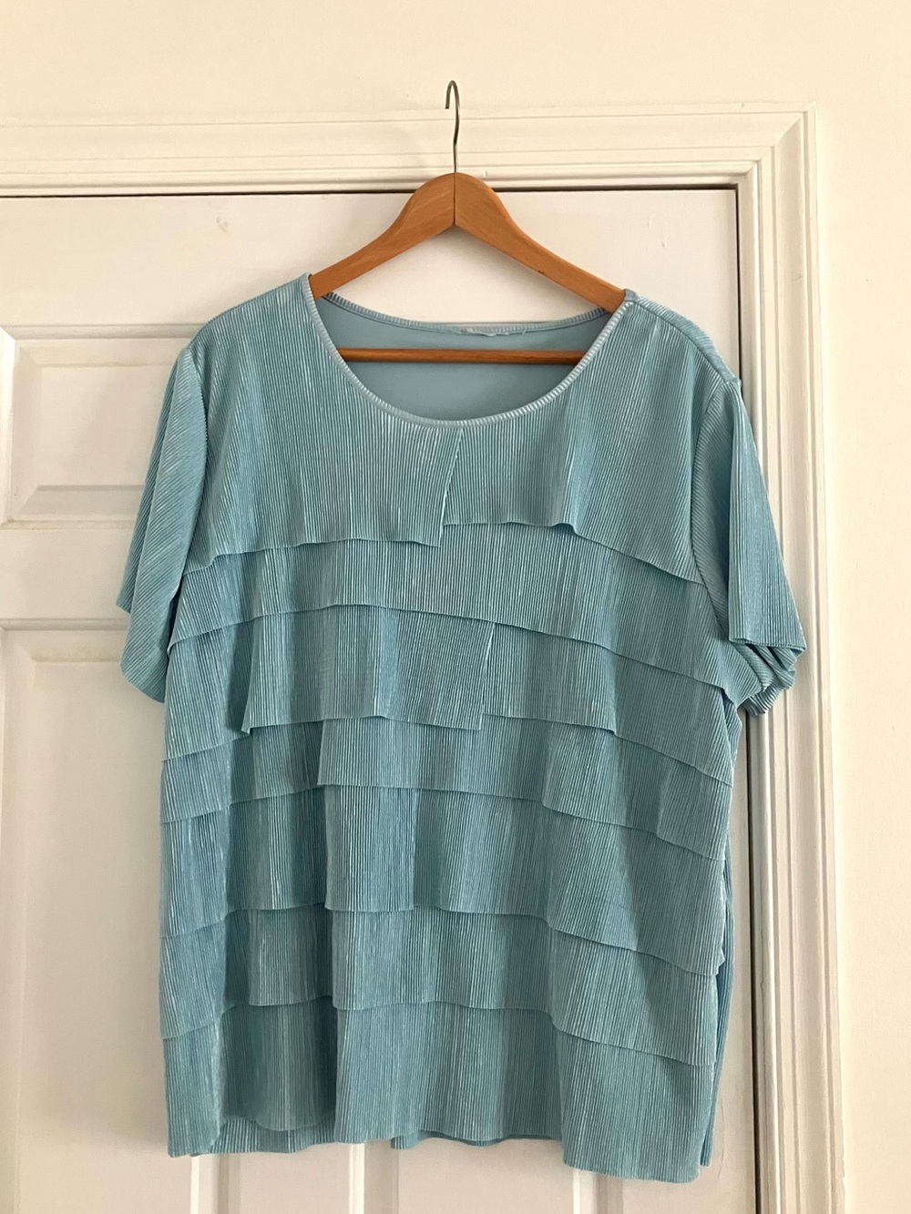 Alfred Dunner Blue Flowy Layered Bandage Whimsical Boho Blouse Y2K- Size Top 2X